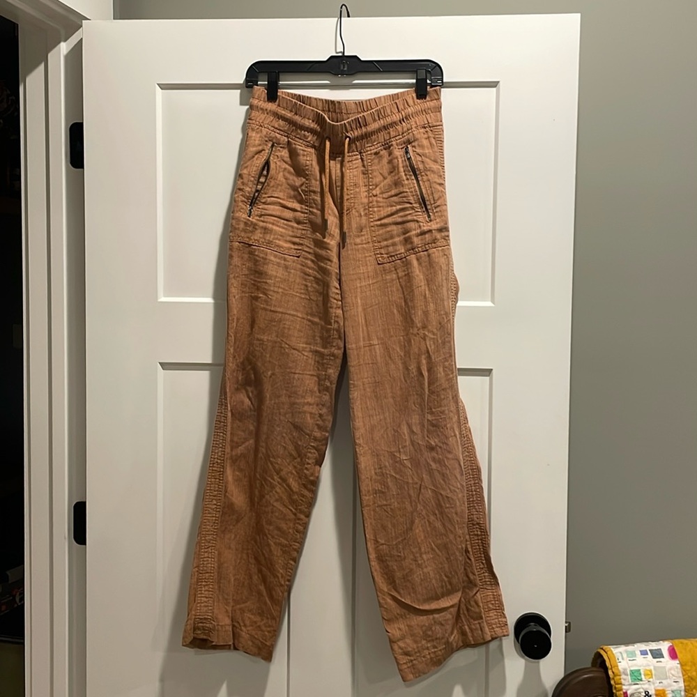Athleta Cabo Linen Textured Wide Leg Pants